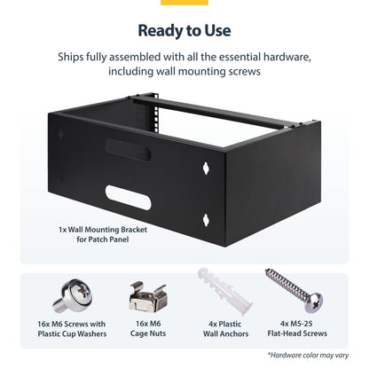 StarTech.com 6U Wall Mount Network Rack - 14 Inch Deep (Low Profile) - 19" Patch Panel Bracket for Shallow Server and IT Equipment, Network Switches - 44lbs/20kg Weight Capacity, Black (WALLMOUNT6)