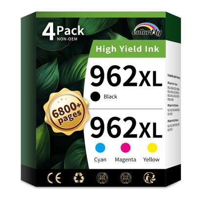 962XL Ink Cartridges Combo Pack Compatible Replacement for HP 962XL 962 Ink Cartridges to Use with HP OfficeJet Pro 9010 9012 9014 9015 9016 9018 9020 9022 9025 Printer (1BK/1C/1M/1Y, 4 Pack)