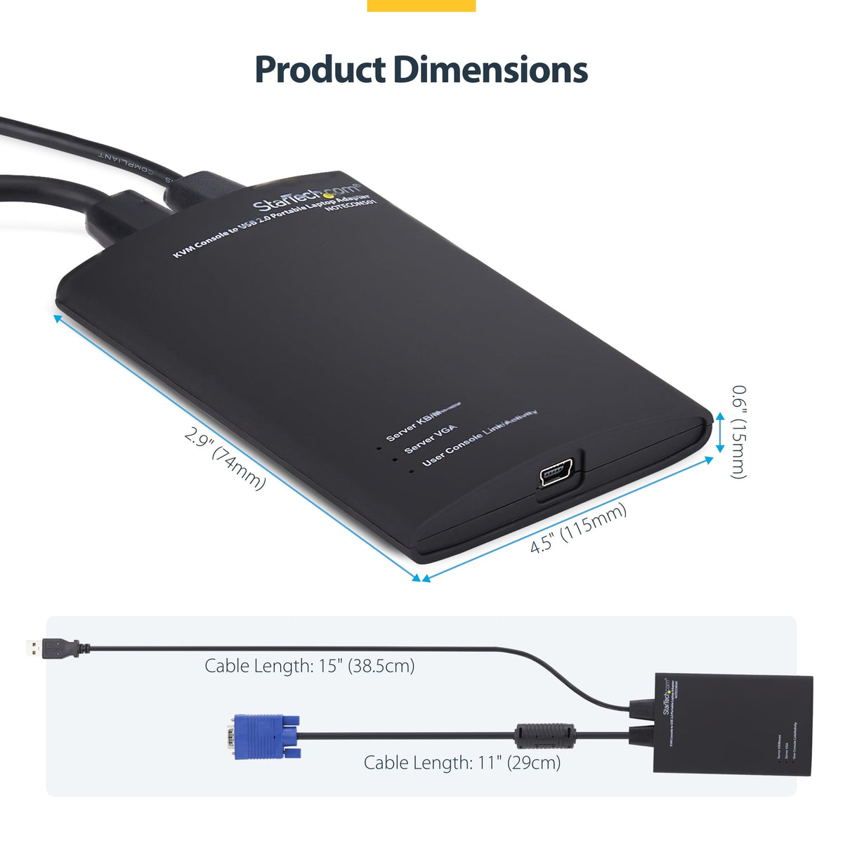 StarTech.com Portable Laptop Crash Cart Adapter, USB/VGA Analogue KVM Console, File Transfer & Video Capture, Windows/Linux/MacOS, TAA