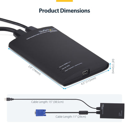 StarTech.com Portable Laptop Crash Cart Adapter, USB/VGA Analogue KVM Console, File Transfer & Video Capture, Windows/Linux/MacOS, TAA