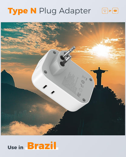 2 Pack European Plug Adapter USB C, TESSAN US to Europe Adapter 4 Outlets 3 USB Charger, Type C International Power Adaptor to Italy Spain France Portugal Iceland Germany, Europe Travel Essentials