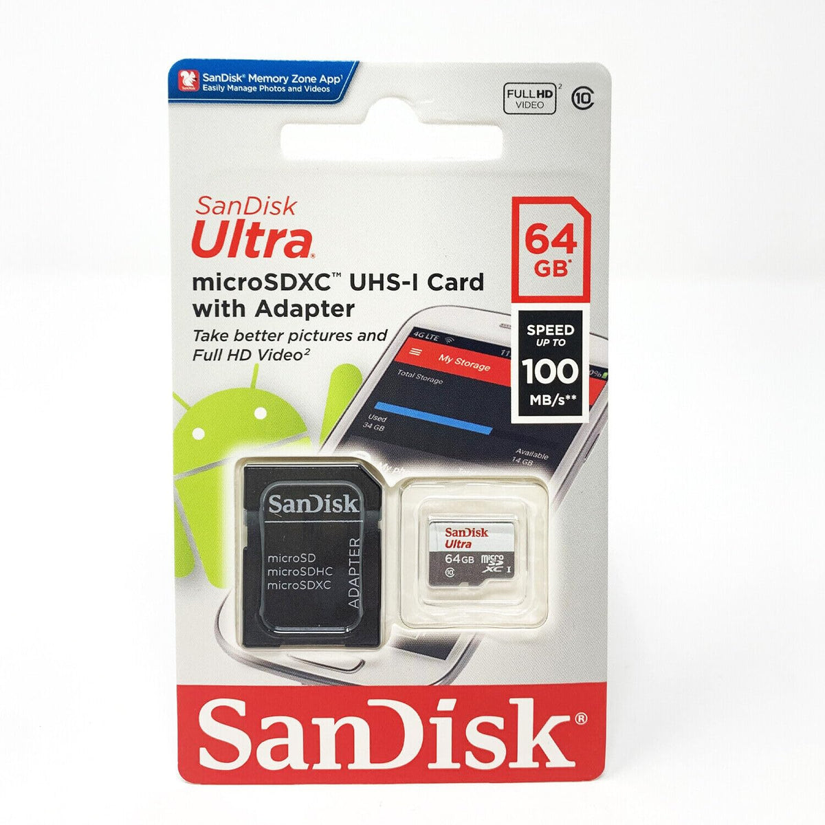 SanDisk Ultra 32GB UHS-I/Class 10 Micro SDHC Memory Card With Adapter - SDSDQUAN-032G-G4A