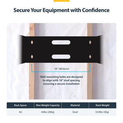 StarTech.com 6U Wall Mount Network Rack - 14 Inch Deep (Low Profile) - 19" Patch Panel Bracket for Shallow Server and IT Equipment, Network Switches - 44lbs/20kg Weight Capacity, Black (WALLMOUNT6)