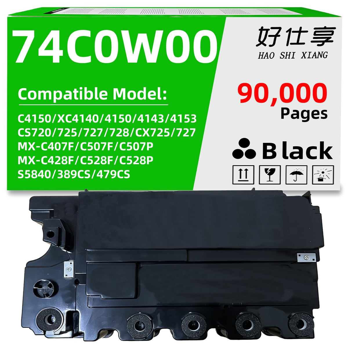 74C0W00 Waste Toner Bottle Compatible for Lexmark CS720 CS725 CX725 CS727 CS728 CX727 Laser Printer(74C0W00 Waste Toner Bottle 90000Pages 1Pack)