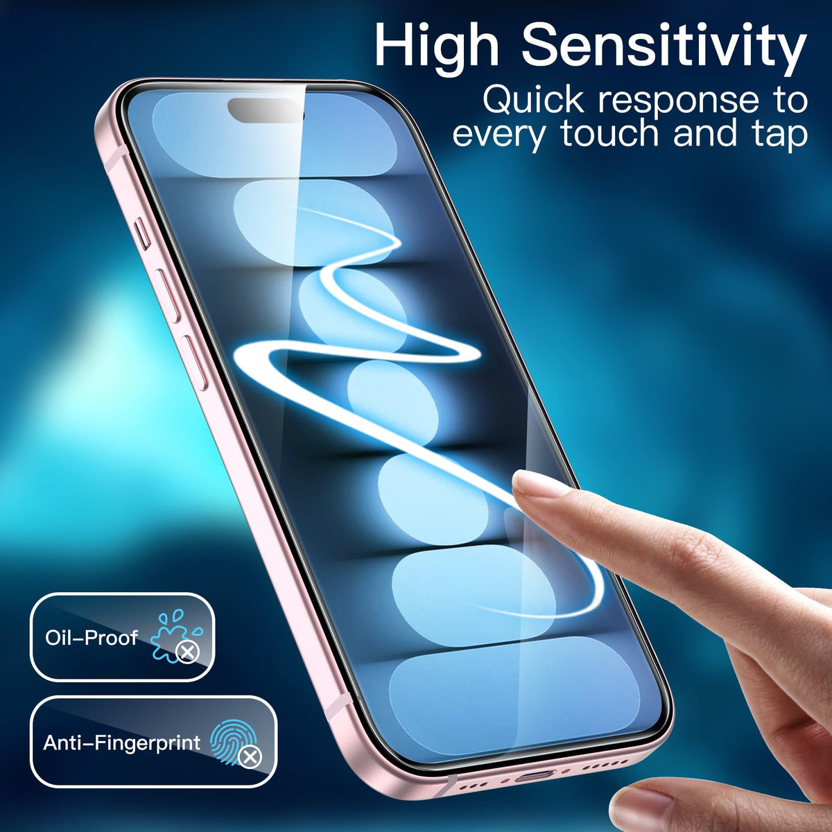JETech Screen Protector for iPhone 15 6.1-Inch, Bubble Free, Tempered Glass Film with Easy Installation Tool, Case-Friendly, HD Clear, 2-Pack