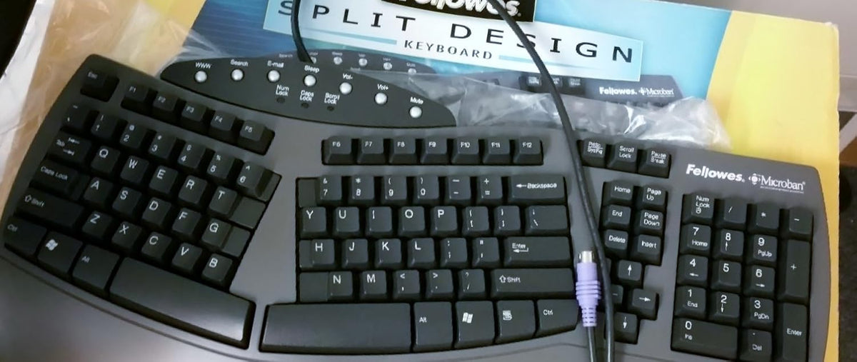 Fellowes Microban Split Design Wired Keyboard, Dark Gray - FEL9891503