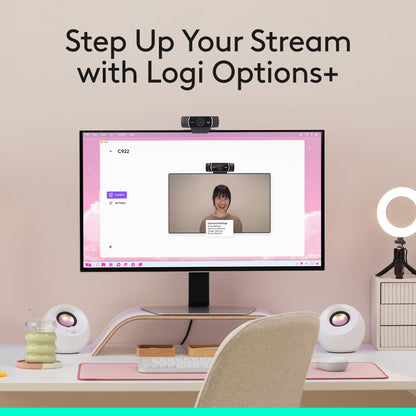 Logitech C920x HD Pro PC Webcam, Full HD 1080p/30fps Video, Clear Audio, HD Light Correction, Works with Microsoft Teams, Google Meet, Zoom, Nintendo Switch 2’s new GameChat Mode, Mac/Tablet- Black
