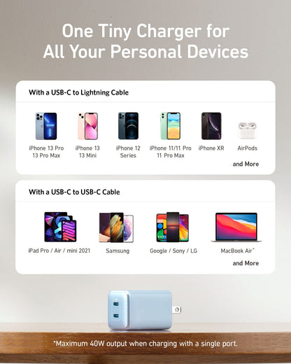 Anker USB C Charger 40W, 521 Charger (Nano Pro), PIQ 3.0 Durable Compact Fast Charger (Not Foldable) for iPhone 14/14 Plus/14 Pro/14 Pro Max/13, Galaxy, Pixel 4/3, iPad/iPad mini (Cable Not Included)