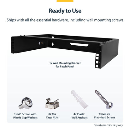 StarTech.com 6U Wall Mount Network Rack - 14 Inch Deep (Low Profile) - 19" Patch Panel Bracket for Shallow Server and IT Equipment, Network Switches - 44lbs/20kg Weight Capacity, Black (WALLMOUNT6)