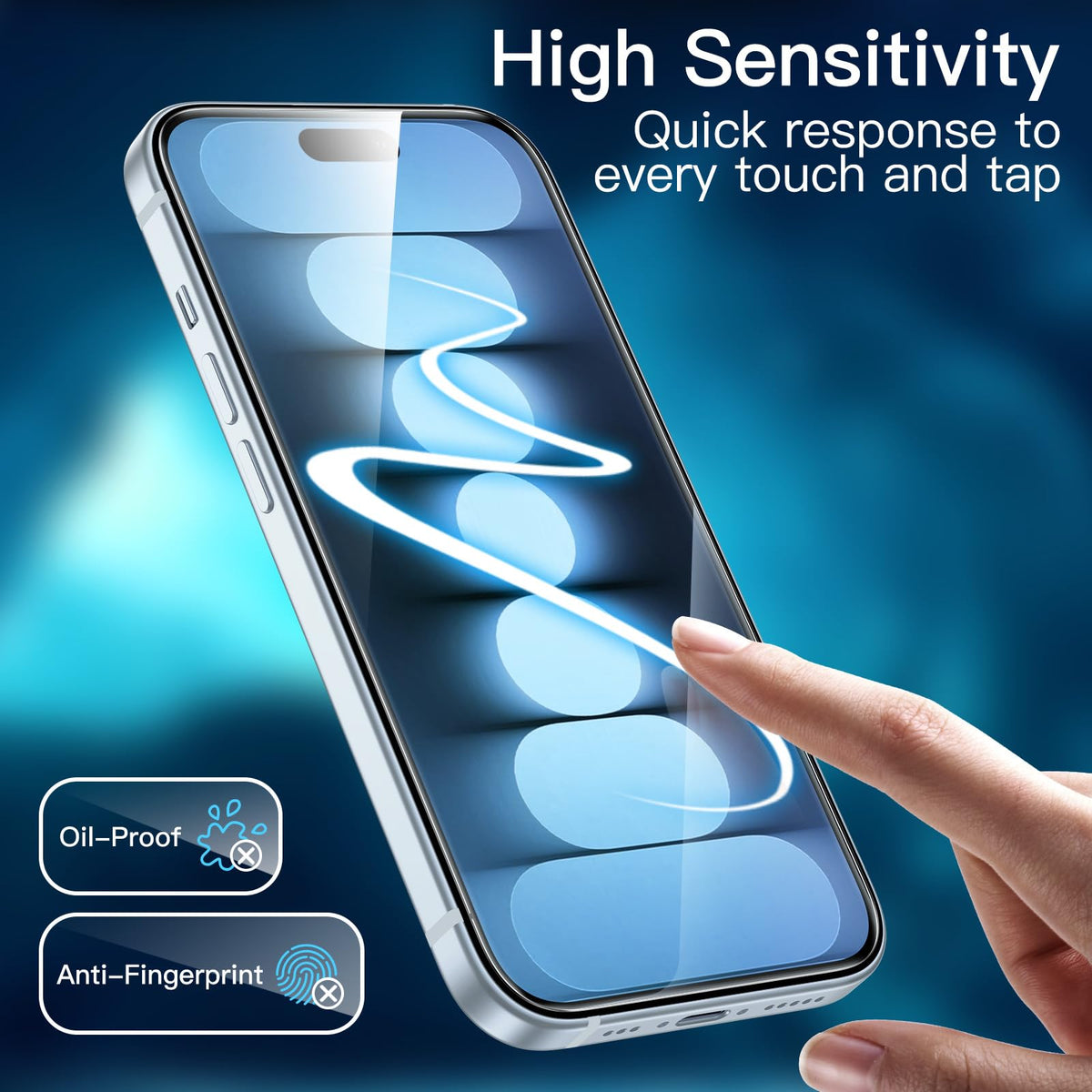 JETech Screen Protector for iPhone 15 6.1-Inch, Bubble Free, Tempered Glass Film with Easy Installation Tool, Case-Friendly, HD Clear, 2-Pack