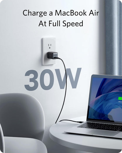 USB C, Anker Nano II 30W Fast Charger Adapter, GaN II Compact Charger (Not Foldable) for MacBook Air/iPhone 13/13 Mini/ 13 Pro/ 13 Pro Max/ 12, Galaxy S21, Note 20, iPad Pro, Pixel, and More