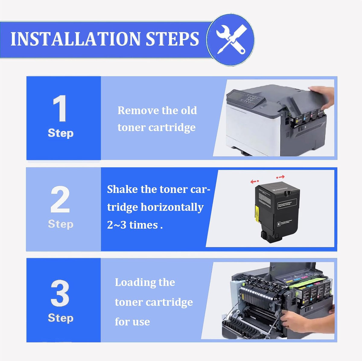 70C1HK0 70C1HC0 70C1HM0 70C1HY0 Toner Cartridges Compatible for Lexmark CS310 CS410 CS510 Printers, 1 Set