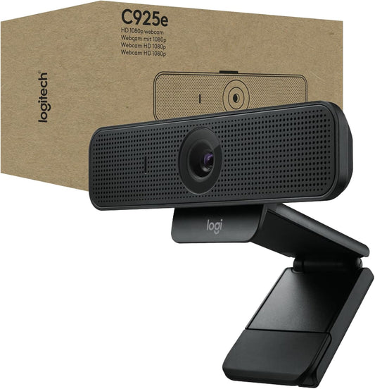 Logitech C925e Business Webcam, HD 1080p/30fps Video, Light Correction, Autofocus, Clear Audio, Privacy Shutter, Works with Microsoft Teams, Google Meet, Skype, WebEx, Cisco - Black
