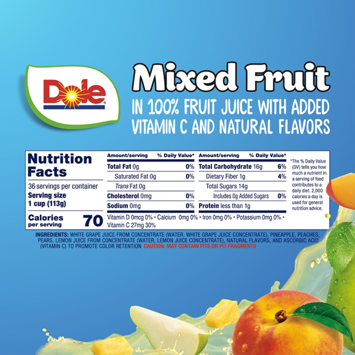Dole Fruit Bowls Mixed Fruit in 100% Juice Snacks, 7oz 12 Total Cups, Gluten & Dairy Free, Bulk Lunch Snacks for Kids & Adults