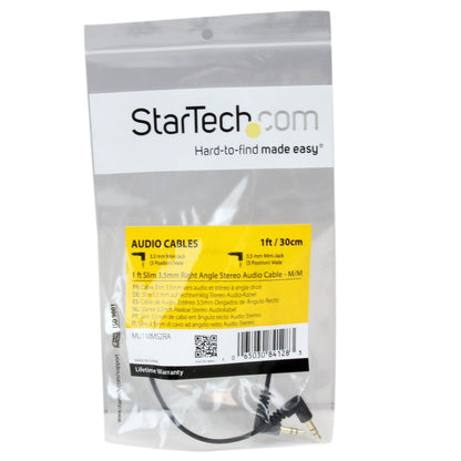 StarTech.com 15 ft. (4.6 m) 3.5mm Audio Cable - 3.5mm Slim Audio Cable - Gold Plated Connectors - Male/Male - Aux Cable (MU15MMS), Black