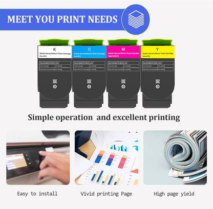 70C1HK0 70C1HC0 70C1HM0 70C1HY0 Toner Cartridges Compatible for Lexmark CS310 CS410 CS510 Printers, 1 Set