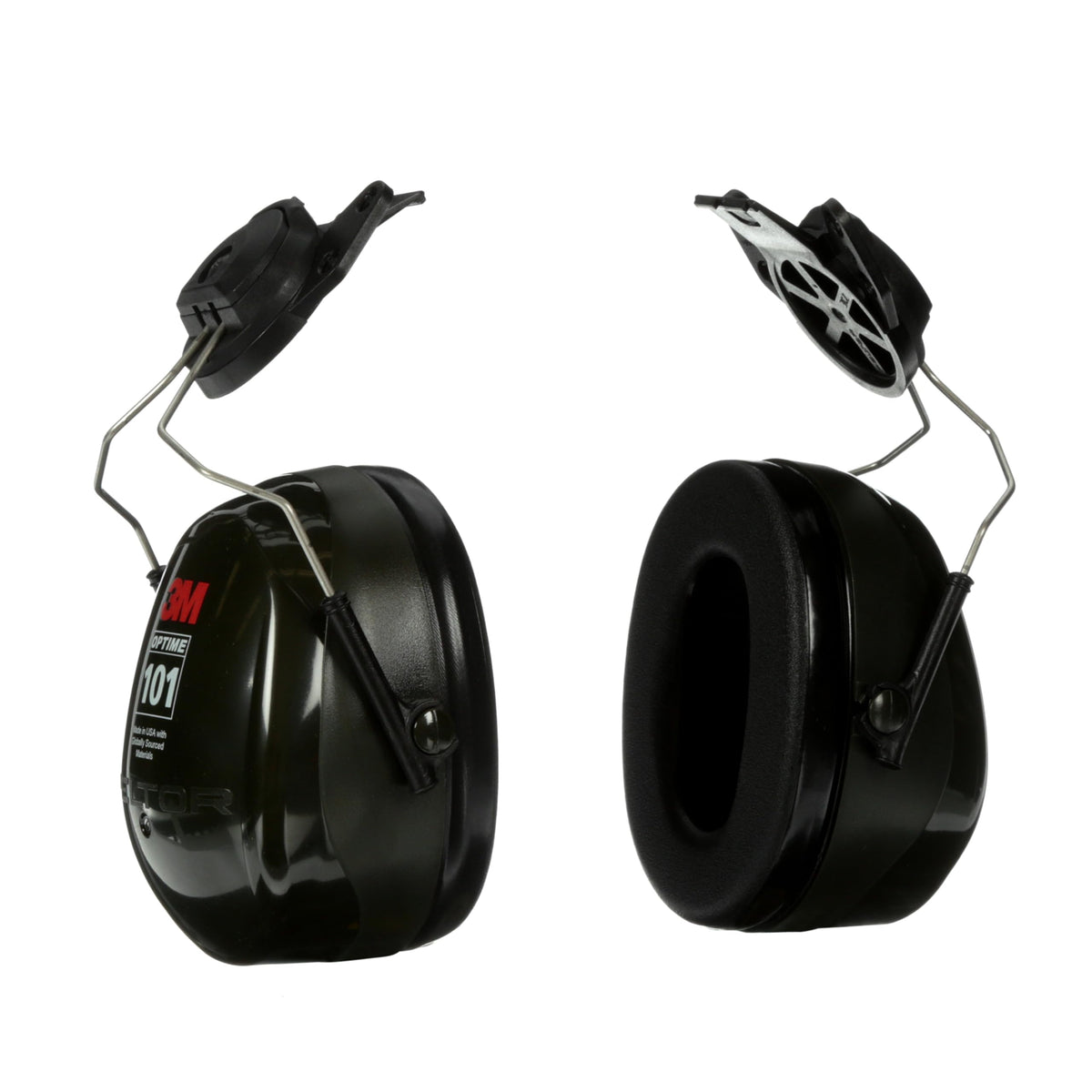 3M PELTOR Hearing Protection Optime 101 Earmuffs, Over the Head, H7A, 25 dB NRR, Adjustable Earcups, E-A-Rfit Compatible, Stainless Steel, Pack of 1, Black/Red