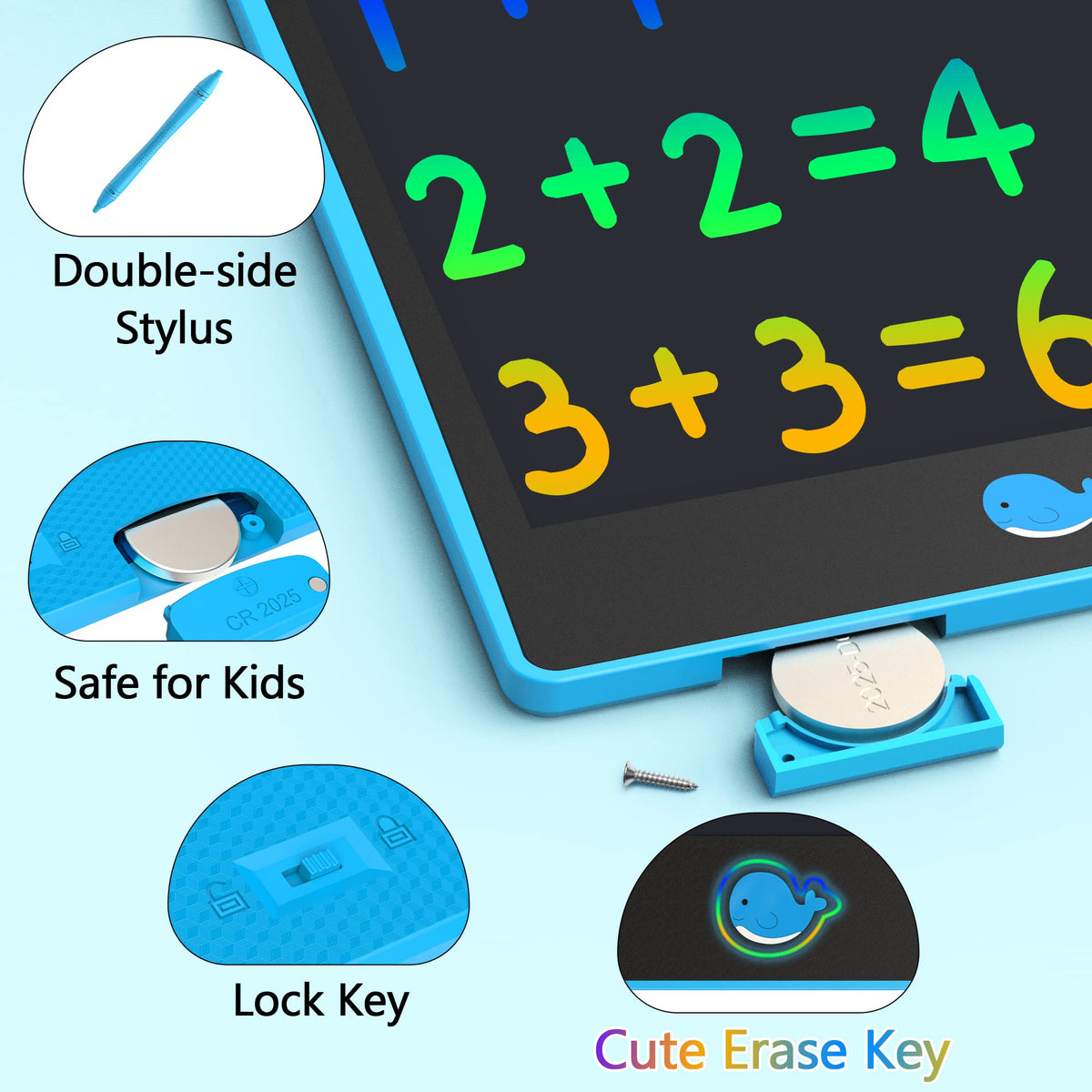 Hockvill LCD Writing Tablet for Kids 8.8 Inch, Toys for Girls Boys Drawing Pad for 3 4 5 6 7 Year Old Kids Toys, Children Christmas Birthday Gift for Kids Toddler Doodle Board Travel Essentials