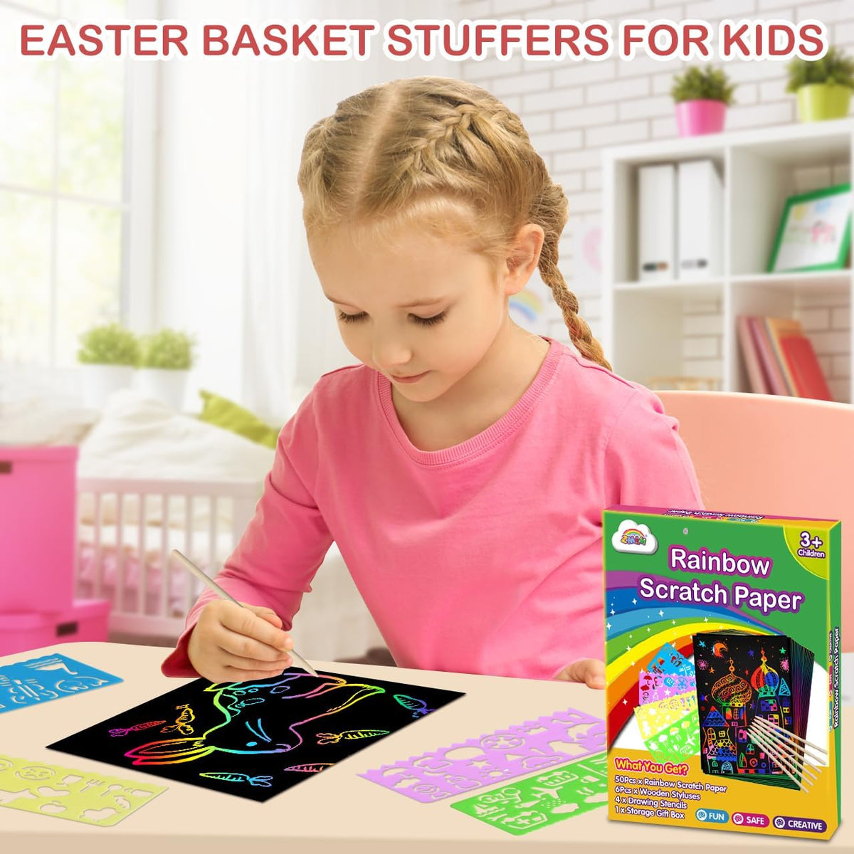 ZMLM Scratch Paper Art Set: 60 Pcs Magic Art Craft Kid Return Gifts Scratch Paper Supplies Toddler Preschool Learning Toys for Age 3 4 5 6 7 8 Girls Boys Birthday Activities Party Favors