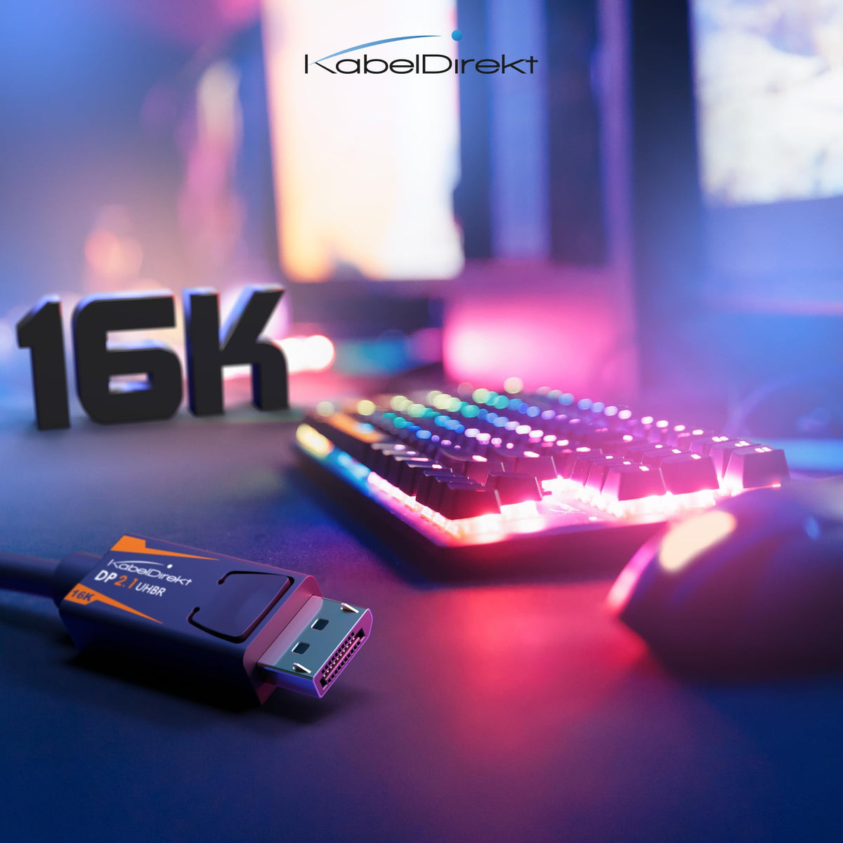 KabelDirekt – DisplayPort 2.1 Cable/16K DP 2.1 Cable – 3ft – Nylon braiding + Break-Proof Metal connectors, DP80 with 80Gbps for Gaming PC/Monitor, FreeSync/G-Sync, for 16K@60Hz, 8K@120Hz, 4K@240Hz