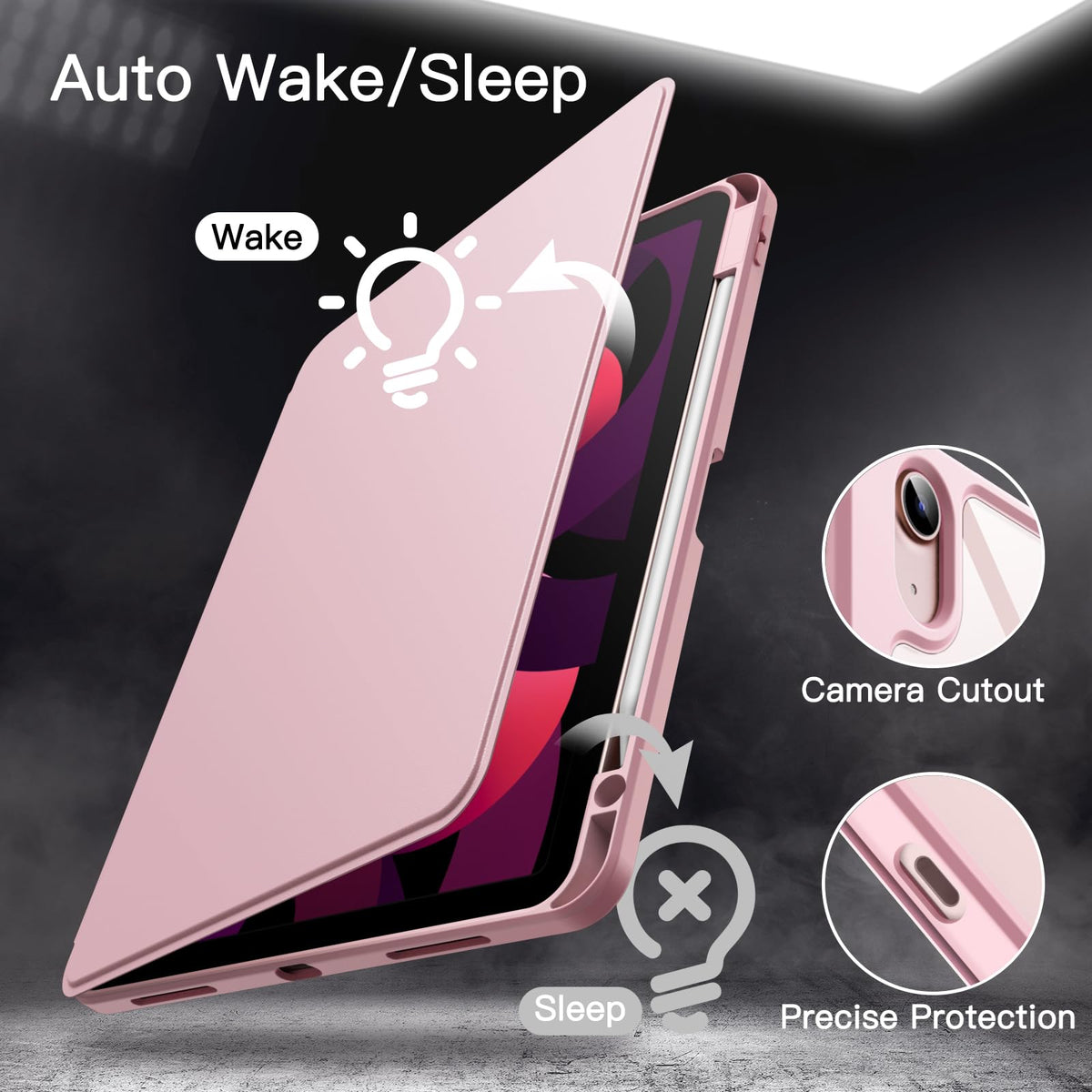 JETech Rotating Case ONLY for iPad Air 11-Inch M4/M3/M2 (2026/2025/2024), iPad Air 5/4 (2022/2020 5th/4th Generation 10.9-Inch), 360 Degree Rotation Protective Stand Cover Clear Back (Purple)
