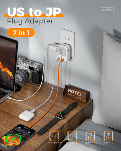 2 Pack European Plug Adapter USB C, TESSAN US to Europe Adapter 4 Outlets 3 USB Charger, Type C International Power Adaptor to Italy Spain France Portugal Iceland Germany, Europe Travel Essentials