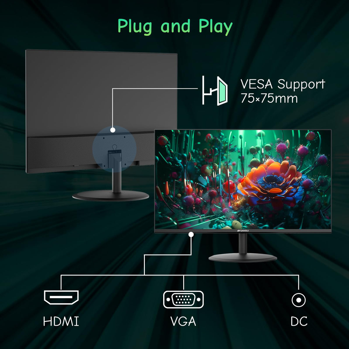 SANSUI 34-Inch Curved Gaming Monitor UWQHD 3440 x 1440P Up to 200Hz 165Hz Curved 1500R - PIP/PBP, OD 1ms, HDR, 300nits, sRGB 130%, DCI-P3 97%,AI Crosshair,HDMI2.1x2,DP1.4(Cable Included)