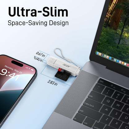 acer SD Card Reader USB C, Dual Slots USB Type C to Micro SD Card Adapter