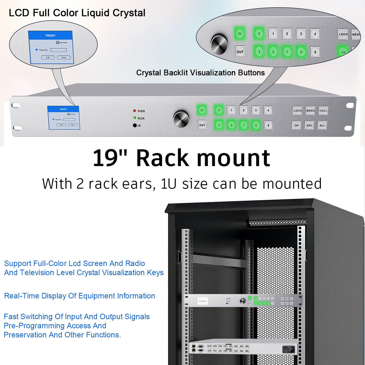 ICUIXIAN 16x16 HDMI Matrix Switch 4K@30Hz with Web GUI+LAN Port+Rs232 Control, Rack Mount HDMI Matrix 16x16 Support EDID, HDCP, Backlit Button, LED Screen Display (16 hdmi switcher 1x16 Splitter)