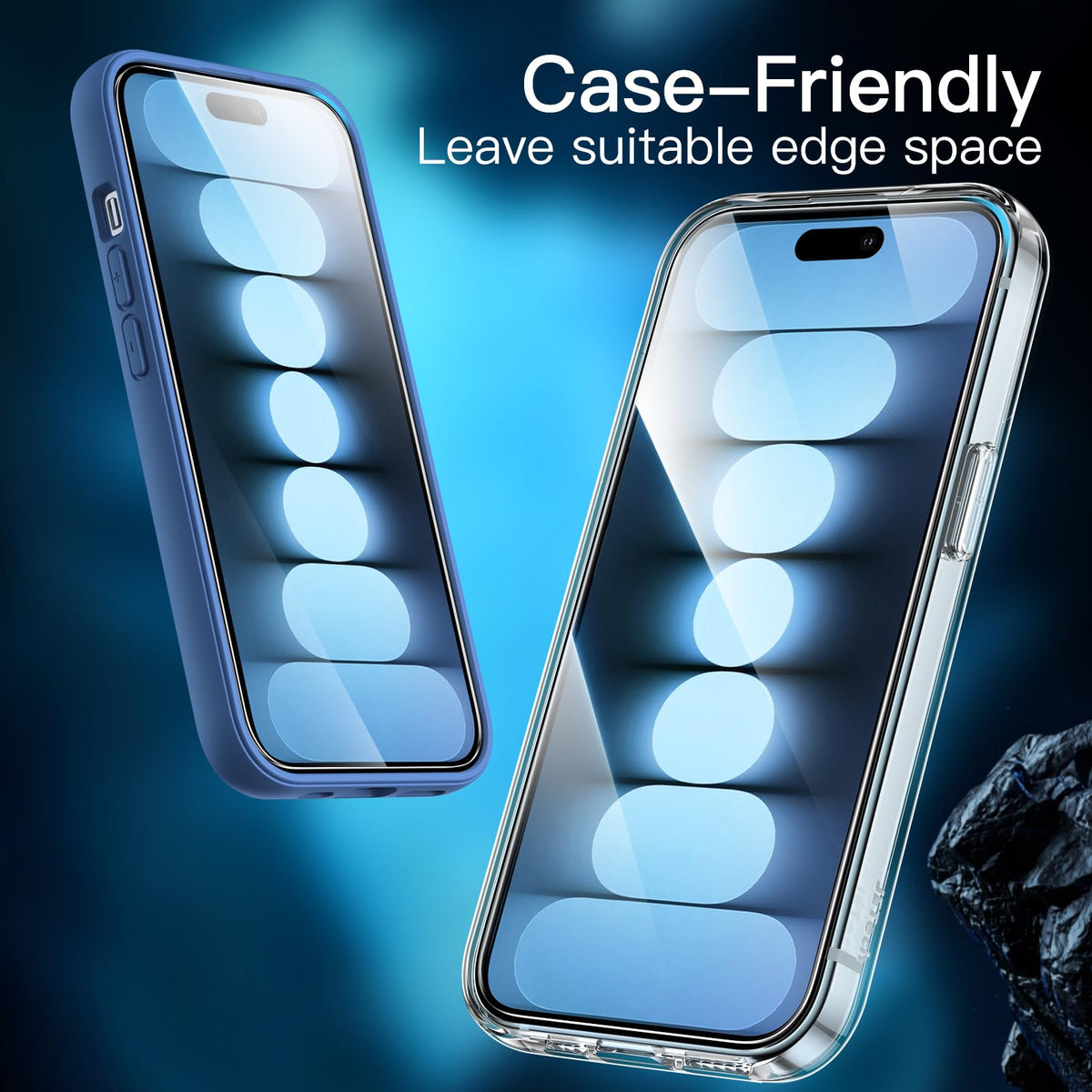 JETech Screen Protector for iPhone 15 6.1-Inch, Bubble Free, Tempered Glass Film with Easy Installation Tool, Case-Friendly, HD Clear, 2-Pack