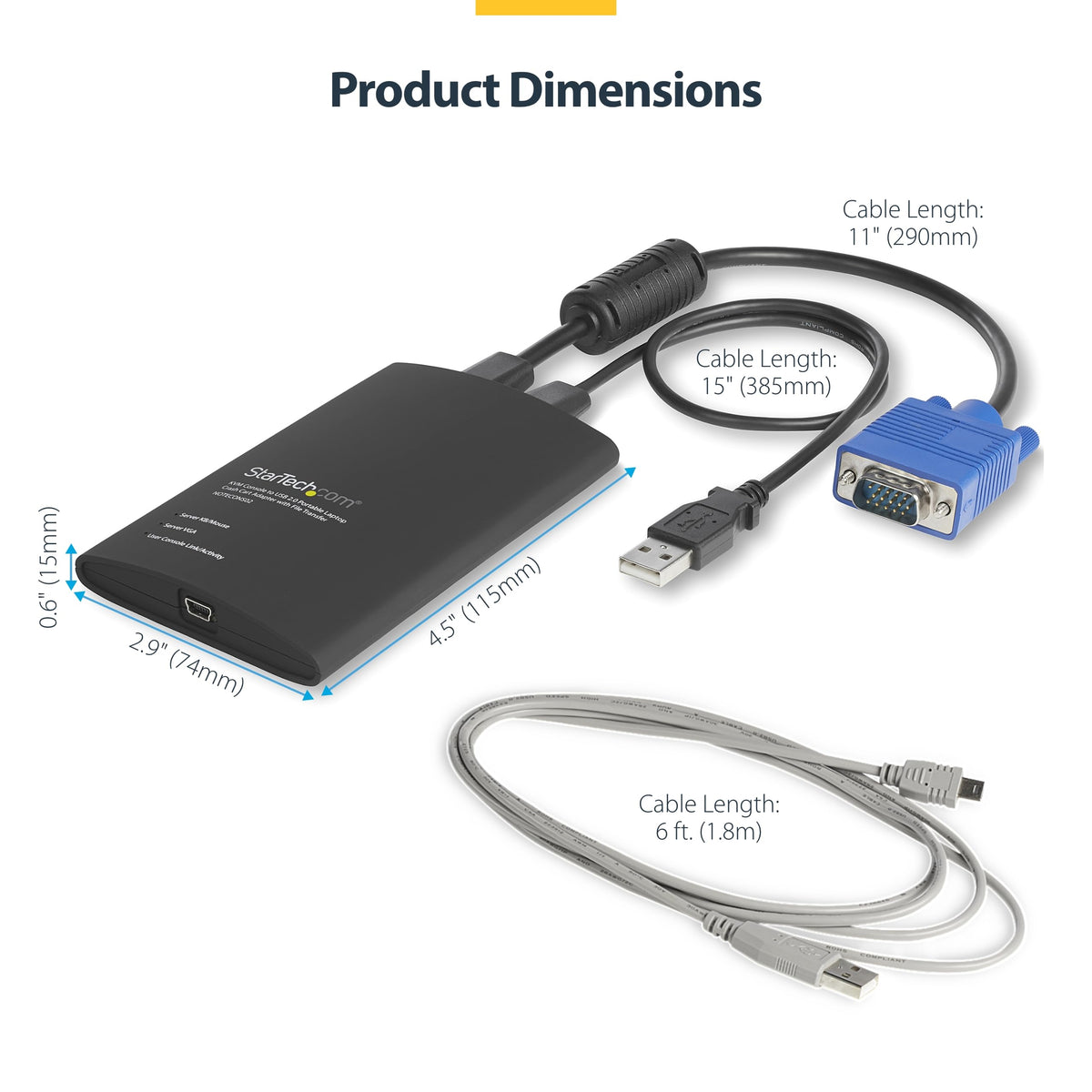 StarTech.com Portable Laptop Crash Cart Adapter, USB/VGA Analogue KVM Console, File Transfer & Video Capture, Windows/Linux/MacOS, TAA