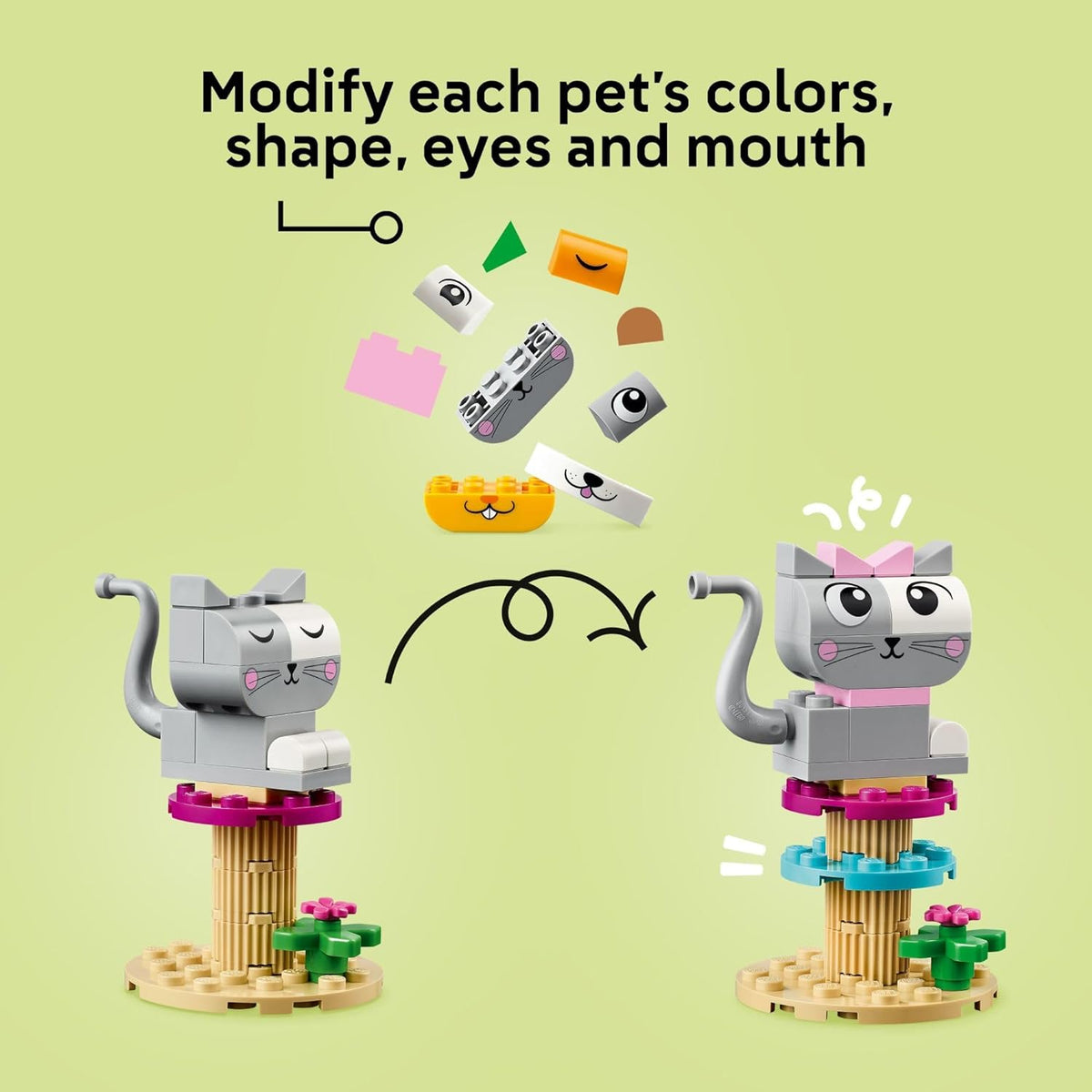 LEGO Classic Creative Pets, Building Brick Animals Toy, Kids Build a Dog, Cat, Rabbit, Hamster and Bird, Gift for Animal-Loving Boys and Girls Aged 5 and Up, Great Build Together Toy, 11034