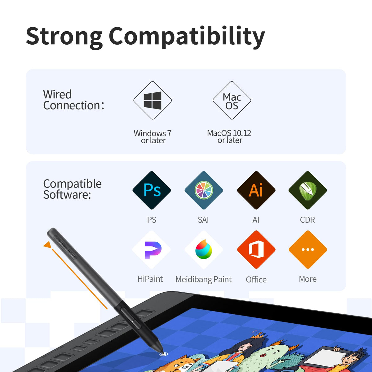 GAOMON PD1161 Drawing Tablet with Screen, Digital Art Tablet with Battery-Free Stylus, Tilt, 8 Shortcut Keys for Paint, Design, Illustration, Editing, 11.6-inch Graphics Tablet for Mac, Windows PC