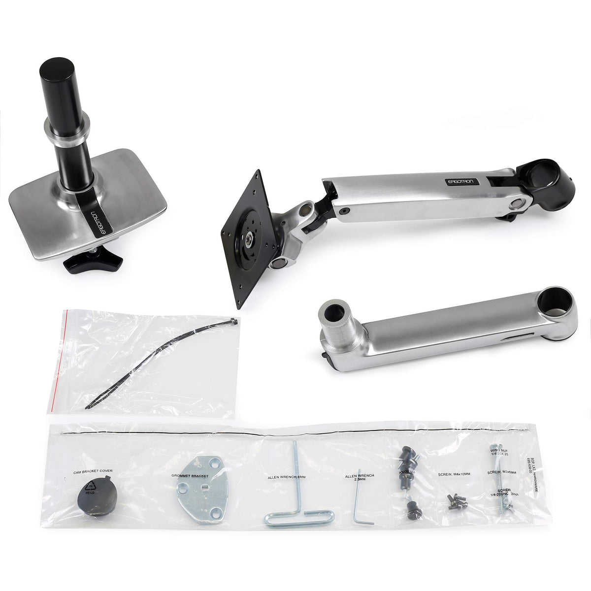 Ergotron – LX Monitor Arm, Single Monitor Desk Mount – fits Flat Curved Ultrawide Computer Monitors up to 34 Inches, 7 to 25 lbs, VESA 75x75mm or 100x100mm – Polished Aluminum