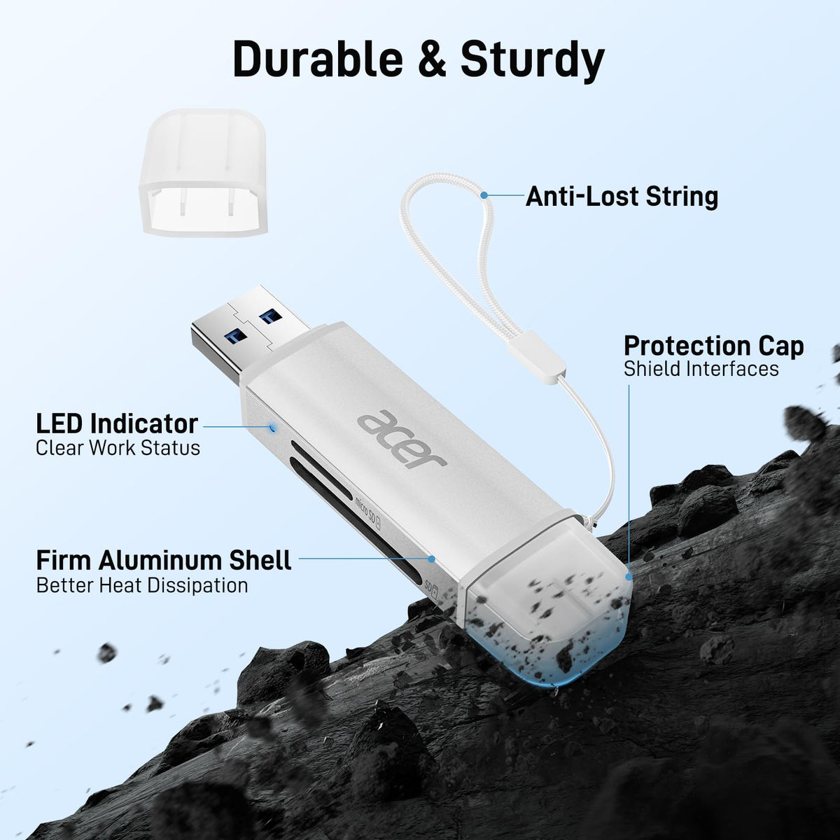 acer SD Card Reader USB C, Dual Slots USB Type C to Micro SD Card Adapter