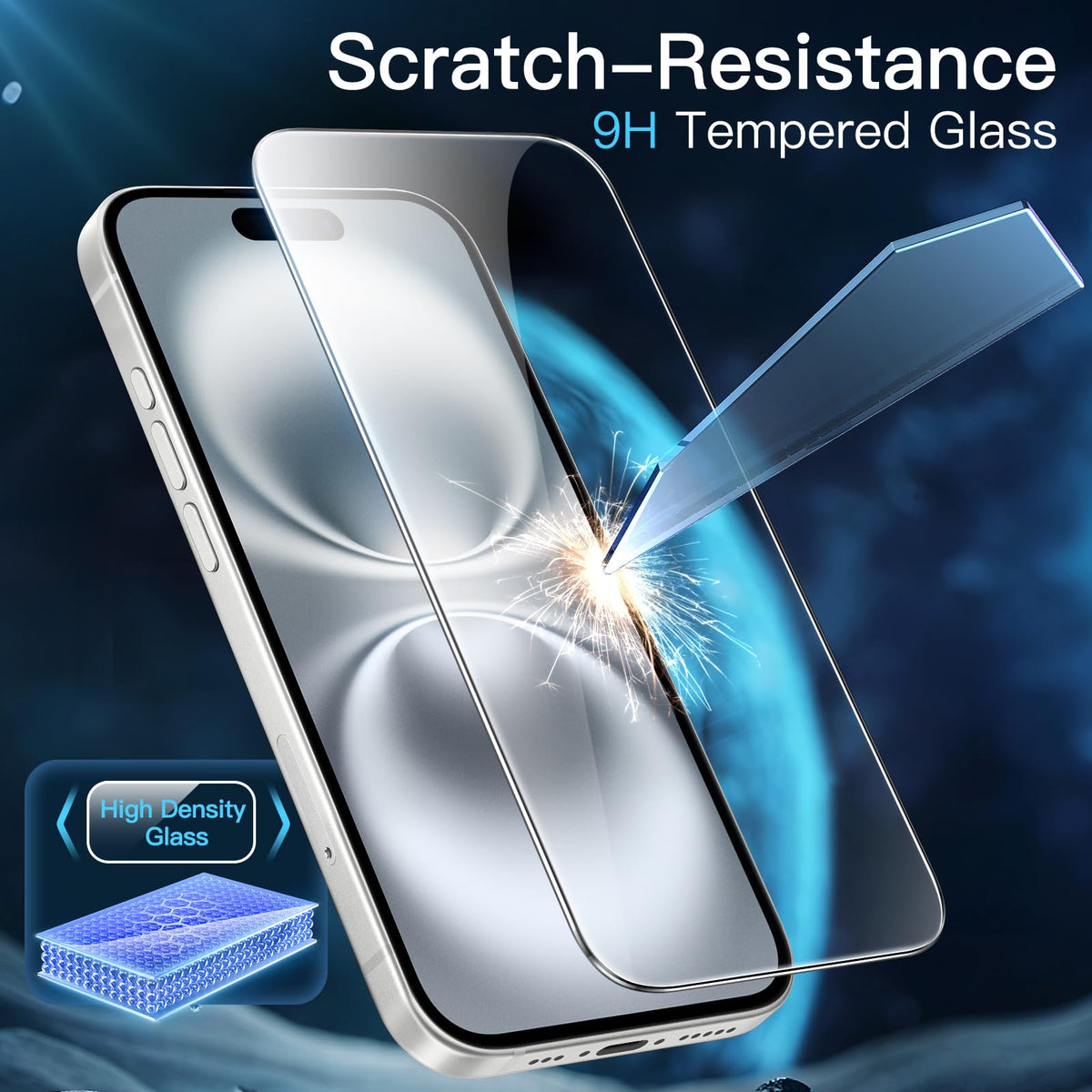 JETech Screen Protector for iPhone 15 6.1-Inch, Bubble Free, Tempered Glass Film with Easy Installation Tool, Case-Friendly, HD Clear, 2-Pack