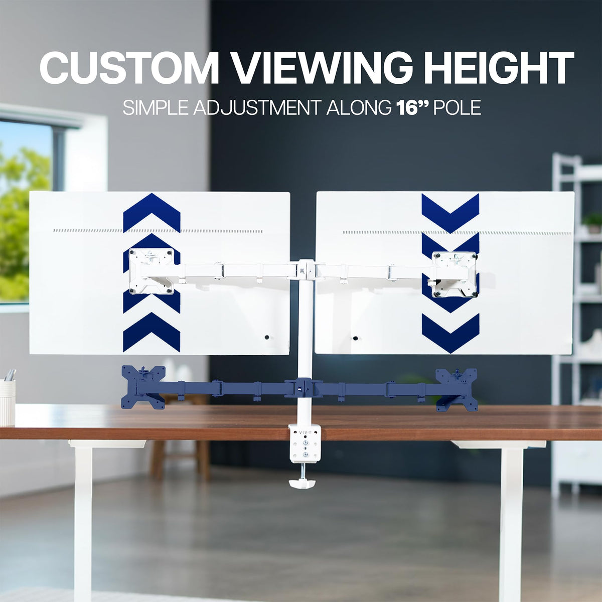 VIVO Dual Monitor Desk Mount, Holds 2 Computer Screens up to 30 inches and 22lbs Each, Heavy Duty Fully Adjustable Steel Stand with C-Clamp and Grommet, Black, STAND-V002