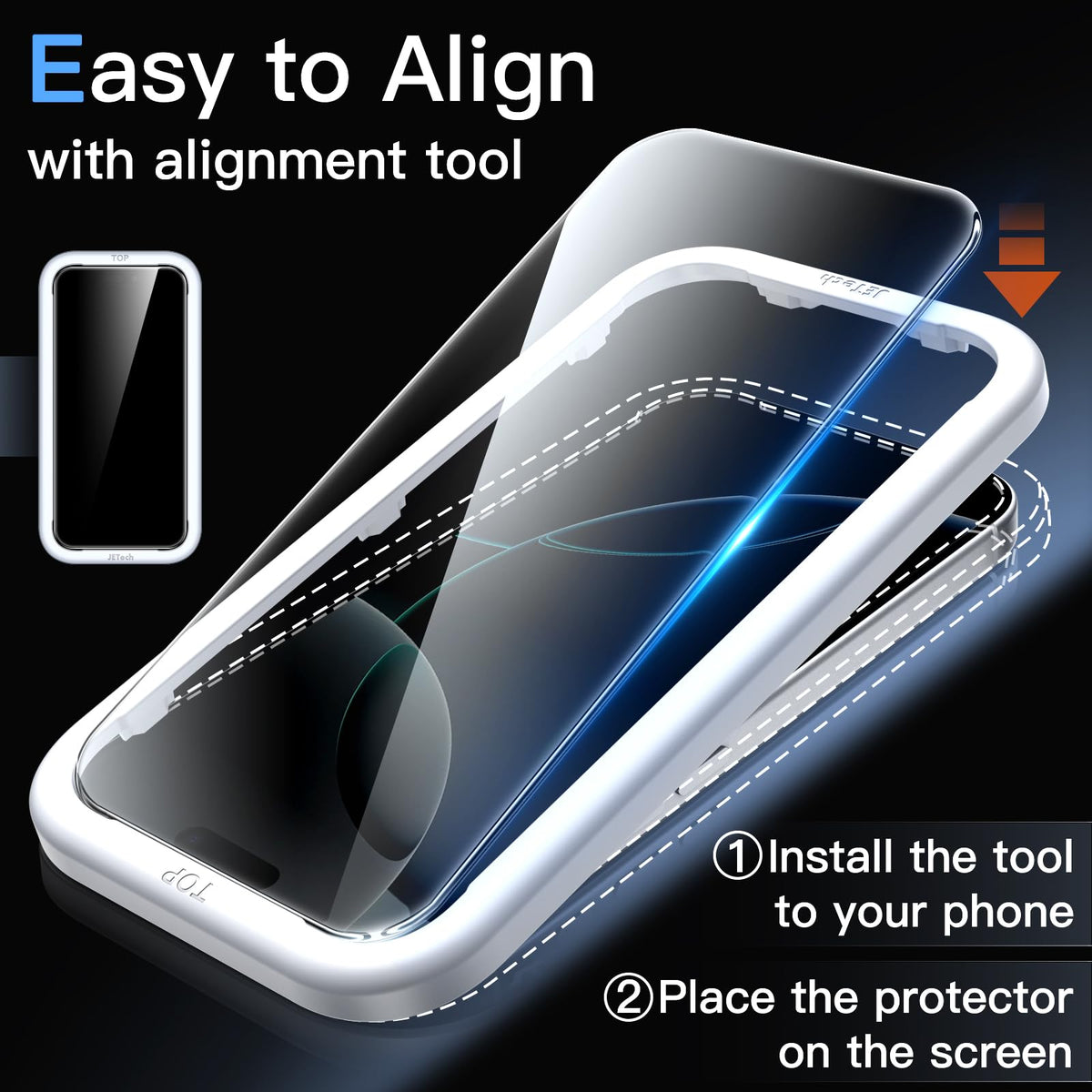 JETech Screen Protector for iPhone 15 6.1-Inch, Bubble Free, Tempered Glass Film with Easy Installation Tool, Case-Friendly, HD Clear, 2-Pack