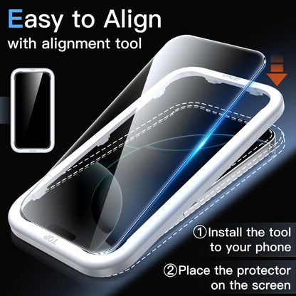 JETech Screen Protector for iPhone 15 6.1-Inch, Bubble Free, Tempered Glass Film with Easy Installation Tool, Case-Friendly, HD Clear, 2-Pack