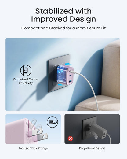 Anker Nano Charger, Ultra-Fast 70W Output 3-Port USB C Charger Block, Fast Charging, Compact and Stylish, for iPhone 17/16 Series, MacBook, iPad, Pixel, Galaxy, and More(Black, Cable Included)