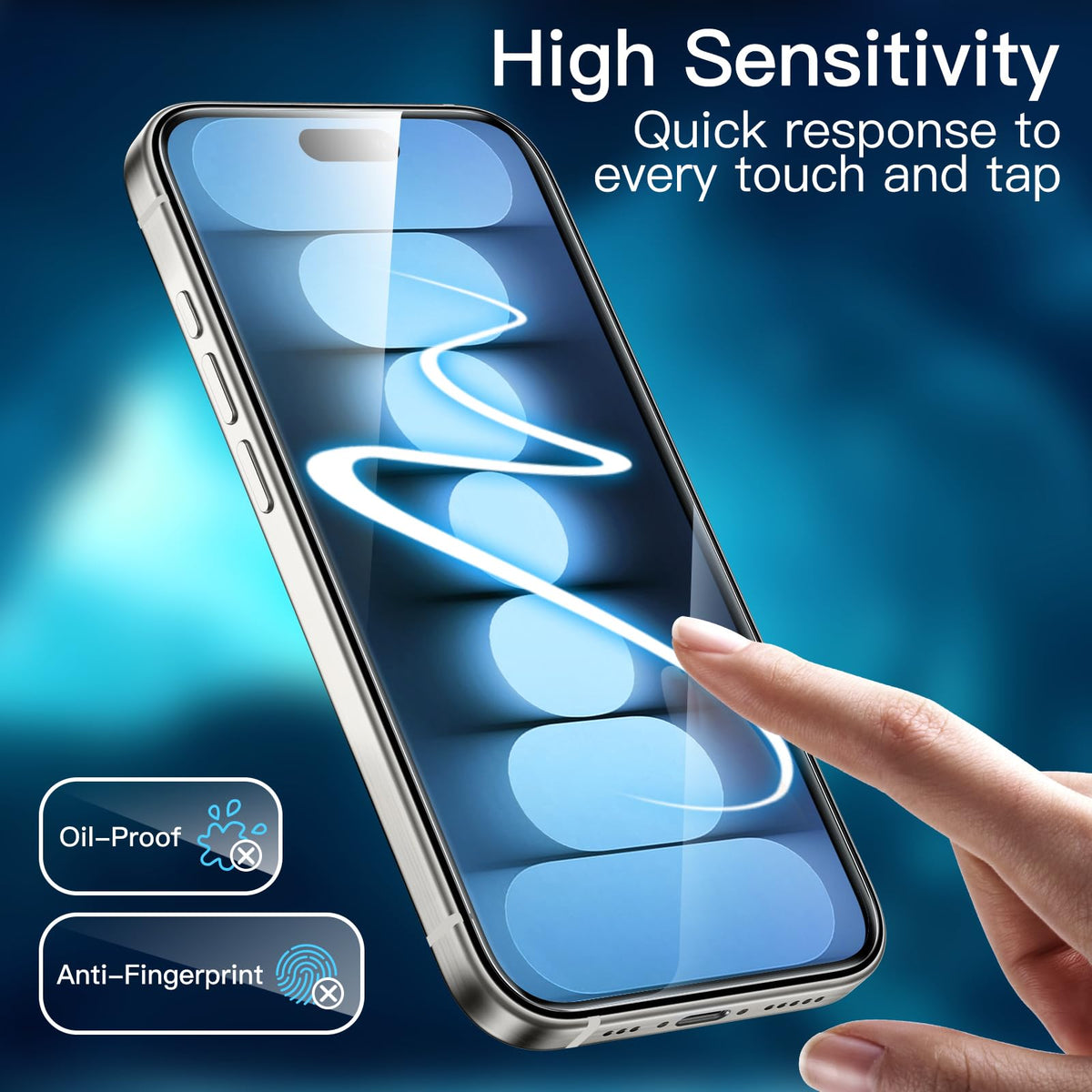 JETech Screen Protector for iPhone 15 6.1-Inch, Bubble Free, Tempered Glass Film with Easy Installation Tool, Case-Friendly, HD Clear, 2-Pack