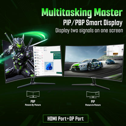 SANSUI 34-Inch Curved Gaming Monitor UWQHD 3440 x 1440P Up to 200Hz 165Hz Curved 1500R - PIP/PBP, OD 1ms, HDR, 300nits, sRGB 130%, DCI-P3 97%,AI Crosshair,HDMI2.1x2,DP1.4(Cable Included)