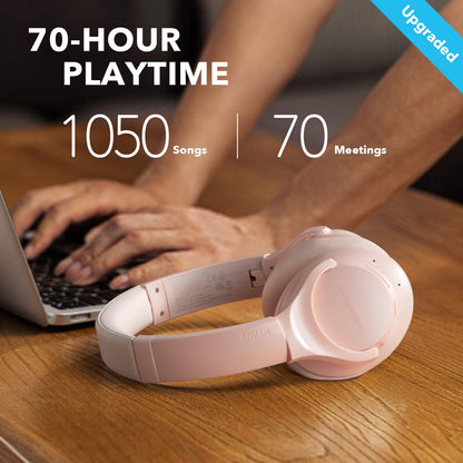 Soundcore Anker Life Q20 Hybrid Active Noise Cancelling Headphones, Wireless Over Ear Bluetooth Headphones, 70H Playtime, Hi-Res Audio, Deep Bass, Memory Foam Ear Cups, Travel, Office
