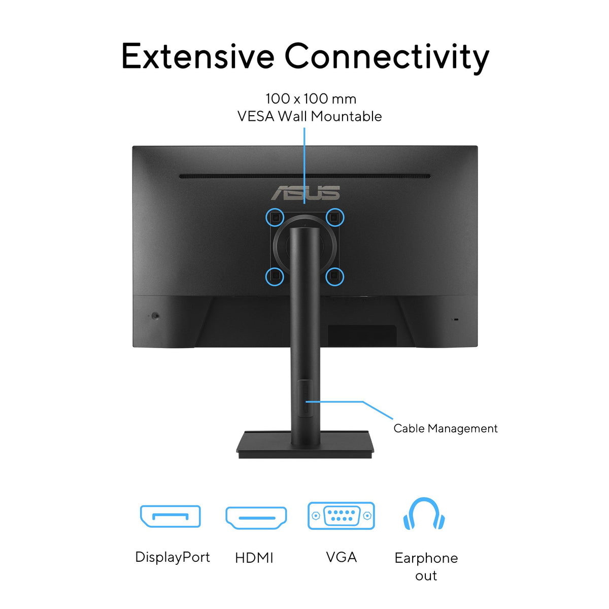 ASUS 27 Inch Desktop Monitor - Full HD (1920 x 1080), IPS, 75Hz, Adaptive-Sync, HDMI, D-Sub, Frameless - VA27EHE