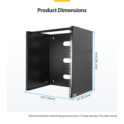 StarTech.com 6U Wall Mount Network Rack - 14 Inch Deep (Low Profile) - 19" Patch Panel Bracket for Shallow Server and IT Equipment, Network Switches - 44lbs/20kg Weight Capacity, Black (WALLMOUNT6)