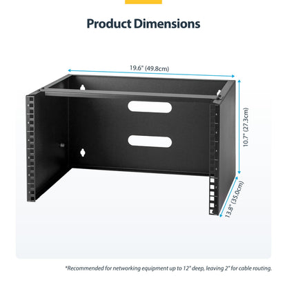 StarTech.com 6U Wall Mount Network Rack - 14 Inch Deep (Low Profile) - 19" Patch Panel Bracket for Shallow Server and IT Equipment, Network Switches - 44lbs/20kg Weight Capacity, Black (WALLMOUNT6)