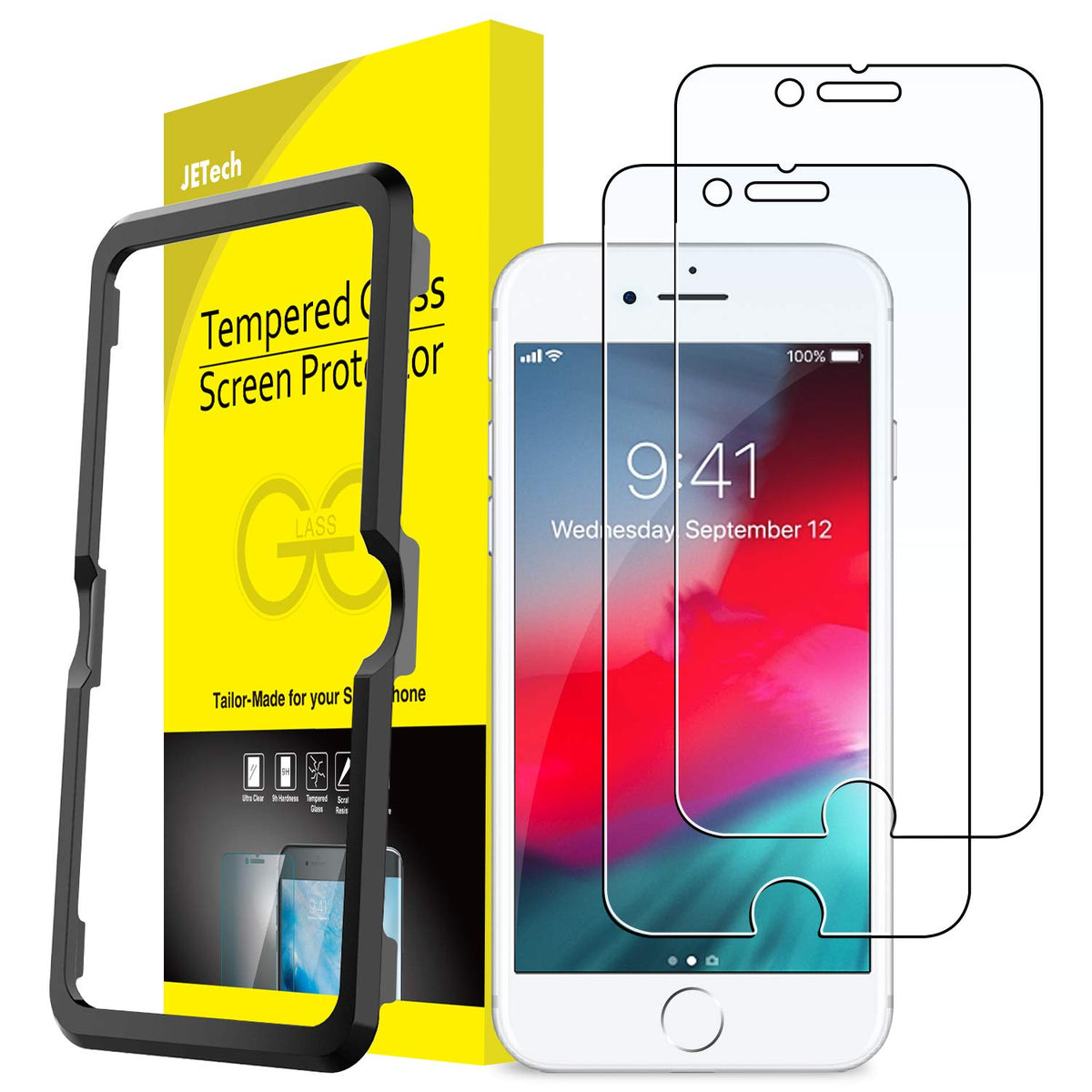 JETech Screen Protector for iPhone 15 6.1-Inch, Bubble Free, Tempered Glass Film with Easy Installation Tool, Case-Friendly, HD Clear, 2-Pack