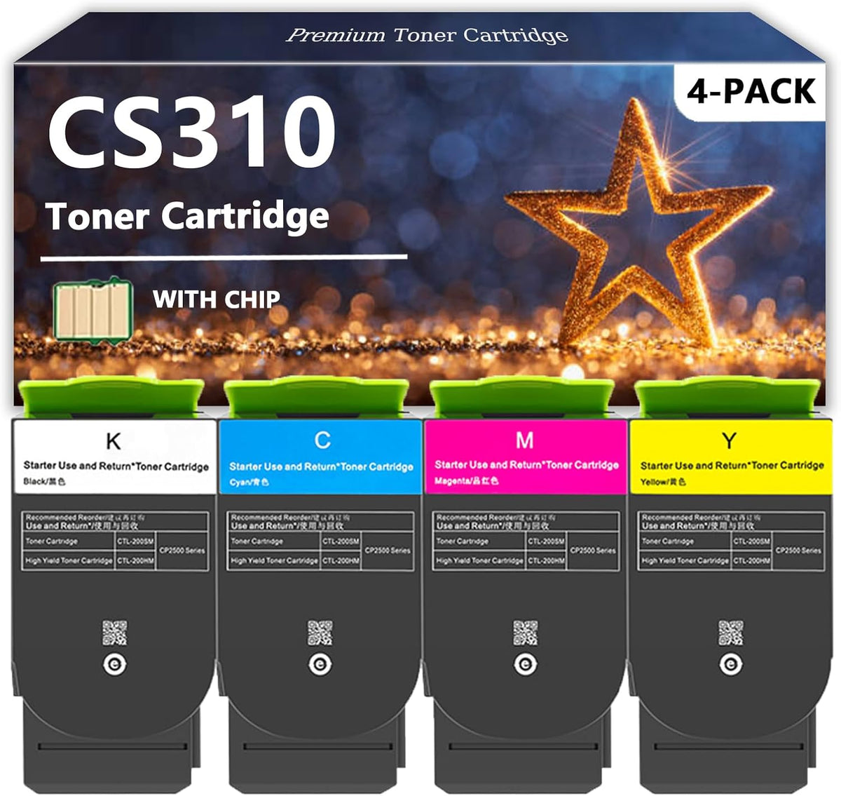 70C1HK0 70C1HC0 70C1HM0 70C1HY0 Toner Cartridges Compatible for Lexmark CS310 CS410 CS510 Printers, 1 Set