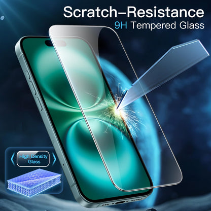 JETech Screen Protector for iPhone 15 6.1-Inch, Bubble Free, Tempered Glass Film with Easy Installation Tool, Case-Friendly, HD Clear, 2-Pack