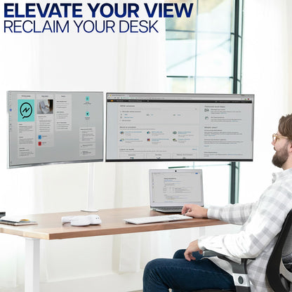 VIVO Dual Monitor Desk Mount, Holds 2 Computer Screens up to 30 inches and 22lbs Each, Heavy Duty Fully Adjustable Steel Stand with C-Clamp and Grommet, Black, STAND-V002